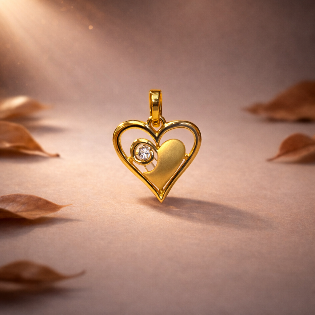 9K GOLD DOUBLE HEART PENDENT